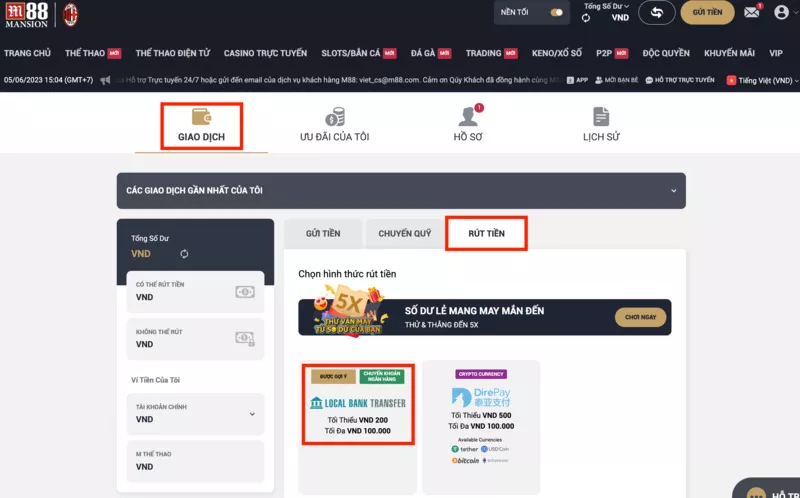 hướng dẫn cách rút tiền m88 chi tiết nhất cho người mới 5 truy cập trang rút tiền m88