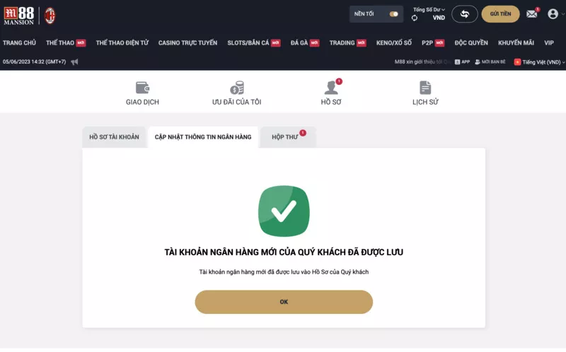 hướng dẫn cách rút tiền m88 chi tiết nhất cho người mới 4 xác nhận thông tin ngân hàng