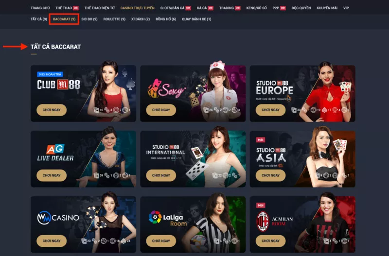 cách chơi baccarat m88 chi tiết cho tân binh 3 chọn sảnh chơi baccarat m88