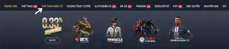 chọn sảnh esport m88