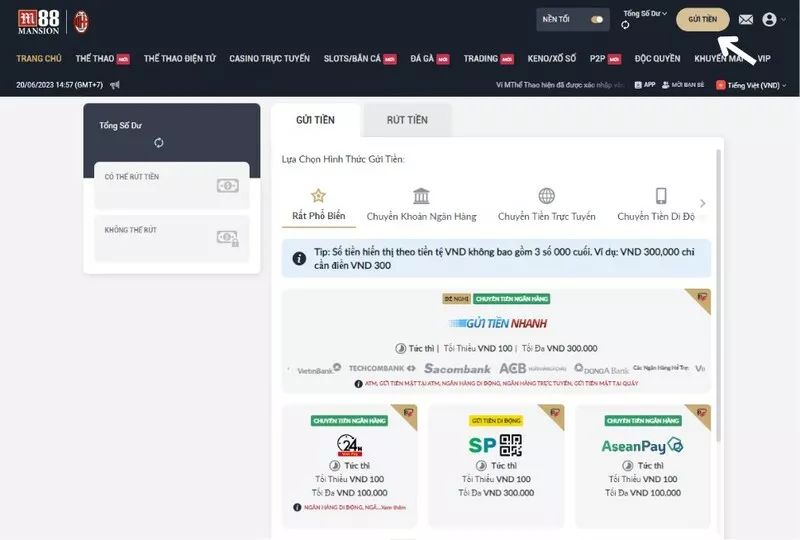 hướng dẫn cách cá cược liên minh huyền thoại m88 đầy đủ nhất 4 thực hiện gửi tiền m88