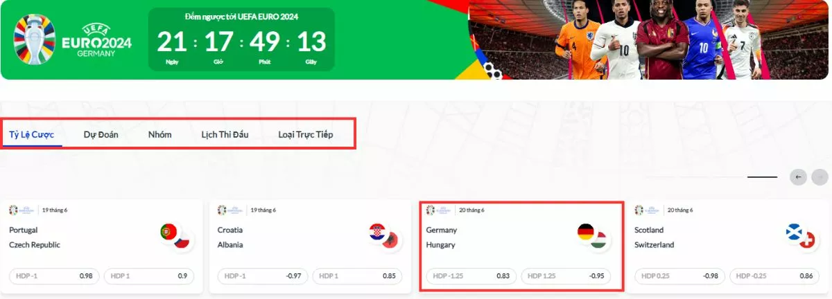 hướng dẫn chơi cá độ euro 2024 tại m88 chuẩn nhất 2 xác định trận đấu muốn cược