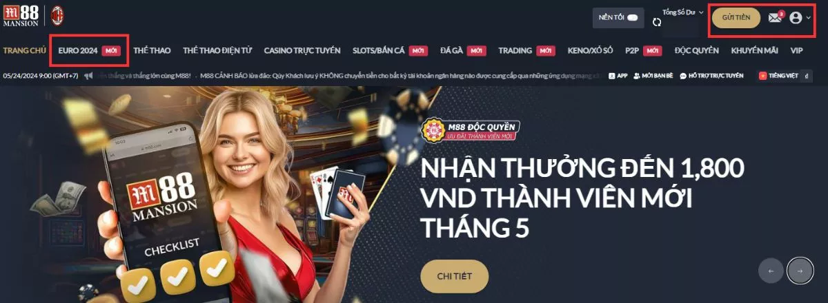 hướng dẫn chơi cá độ euro 2024 tại m88 chuẩn nhất 1 truy cập vào trang cá độ euro m88