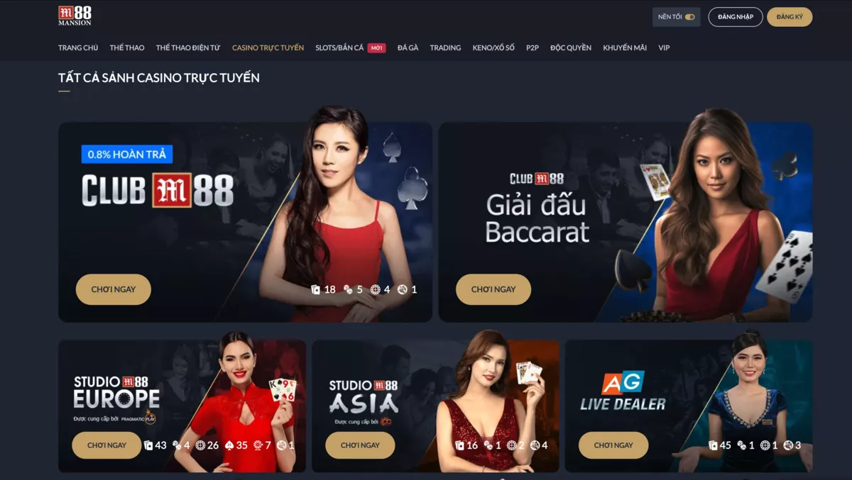 sảnh casino trực tuyến m88